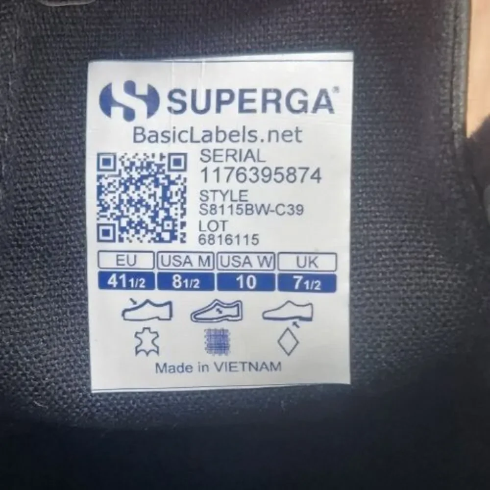 Superga 2750 Nappa Leather Sneakers Womens Size 10 Black Low Top Fashion Shoes